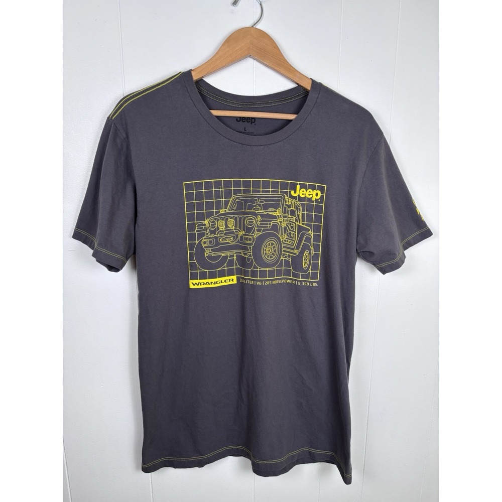 Jeep Tee Shirt Mens Size Large Gray Wrangler‎ 4 Wheel Drive Cotton